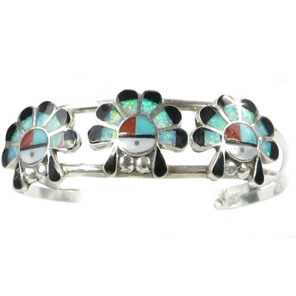 Indianerschmuck Armspange für Damen aus Sterling Silber - Pawn-Schmuck - Zuni Sunface I