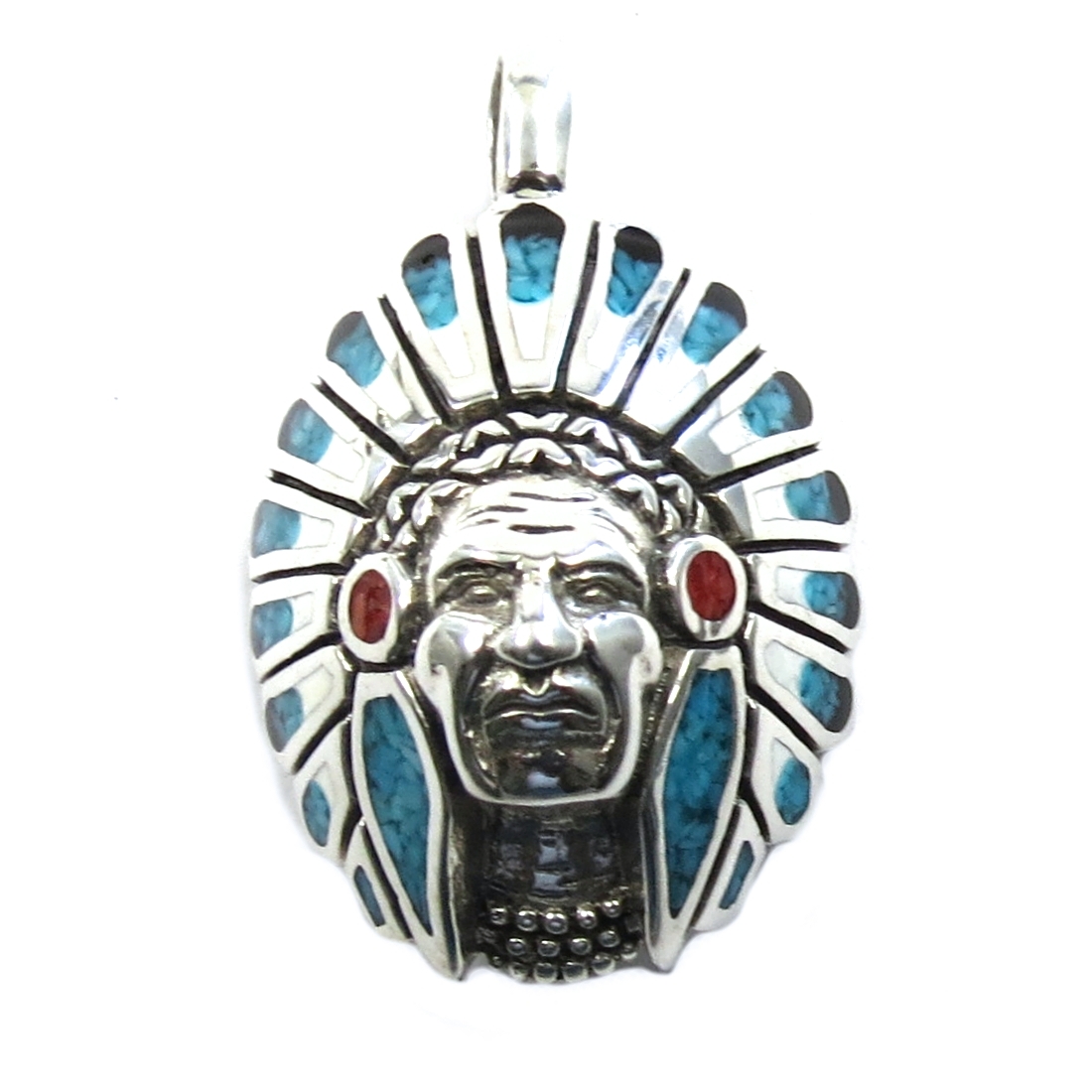 Indianerschmuck Kettenanhänger aus Sterling Silber - Indian Chief