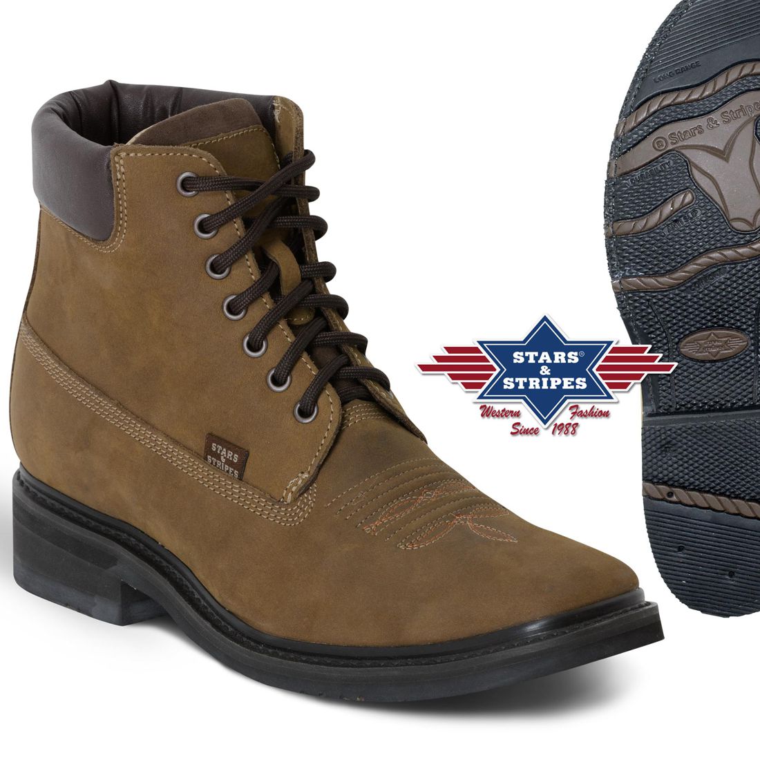 Reduziert - Stars & Stripes Western-Stiefeletten mit Gummisohle - Butch Cassidy, Größe 37