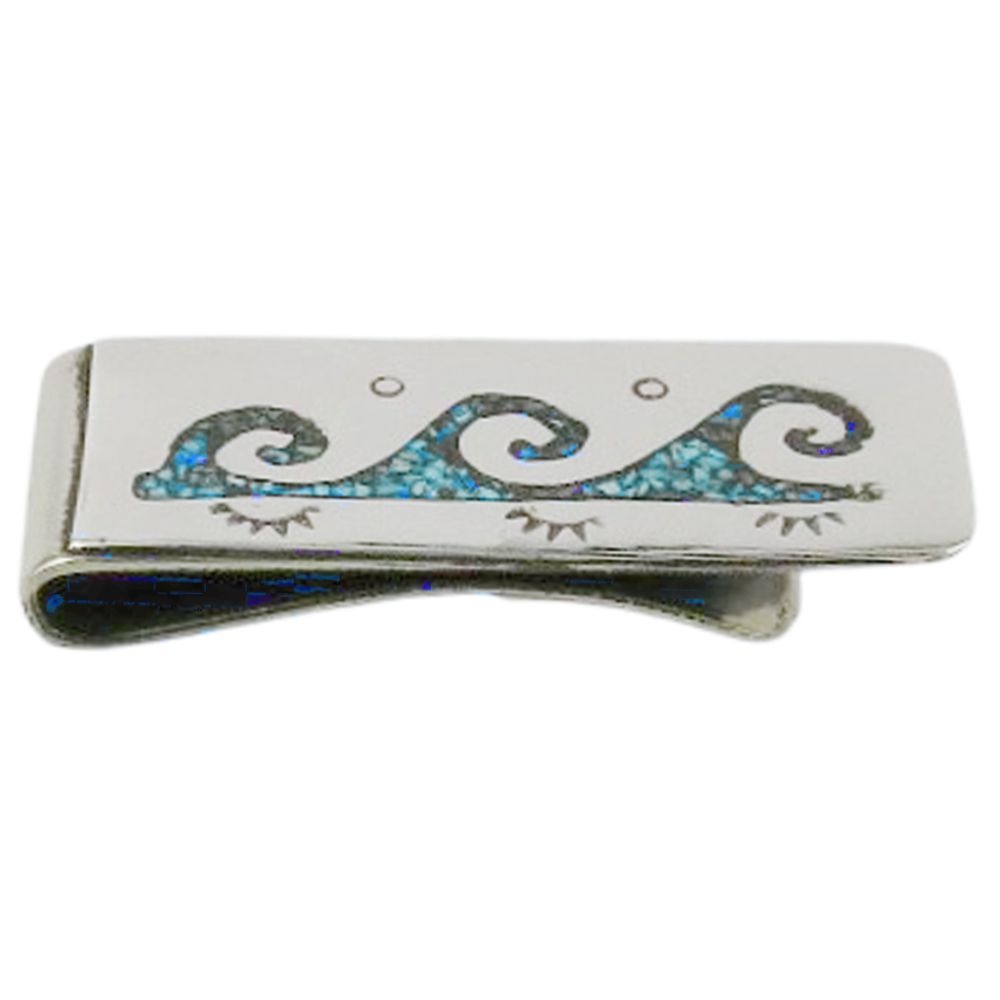 Geldscheinklammer aus Sterling Silber - Chip Inlay Wave