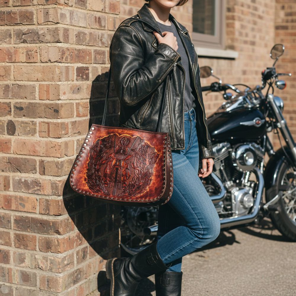 Handtasche aus Leder - Biker Lady