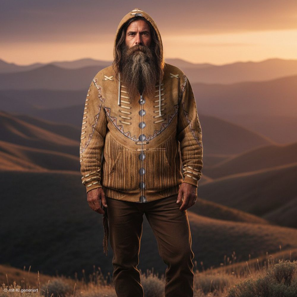 Premium Western-Hoodie / Kapuzenshirt mit Reißverschluss - Mountain Man