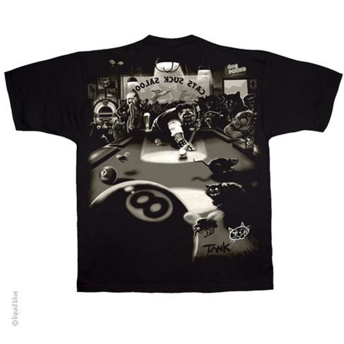 Liquid Blue T-Shirt - Biker - Cats Suck Saloon