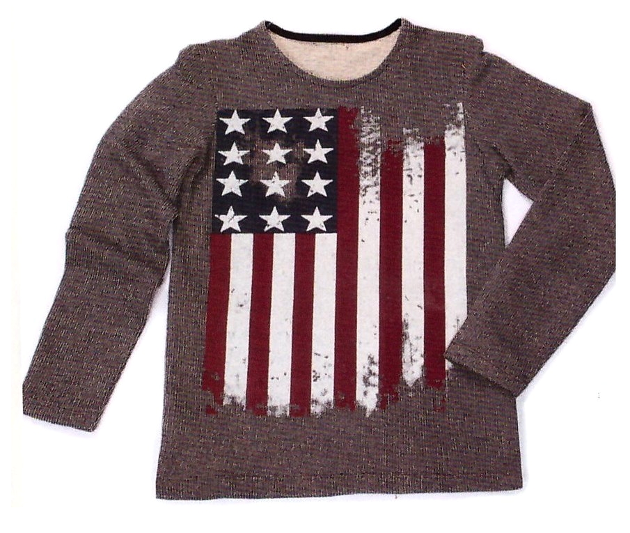 Reduziert - Pullover - Worn Out Flag Of America, Grau, Größe L