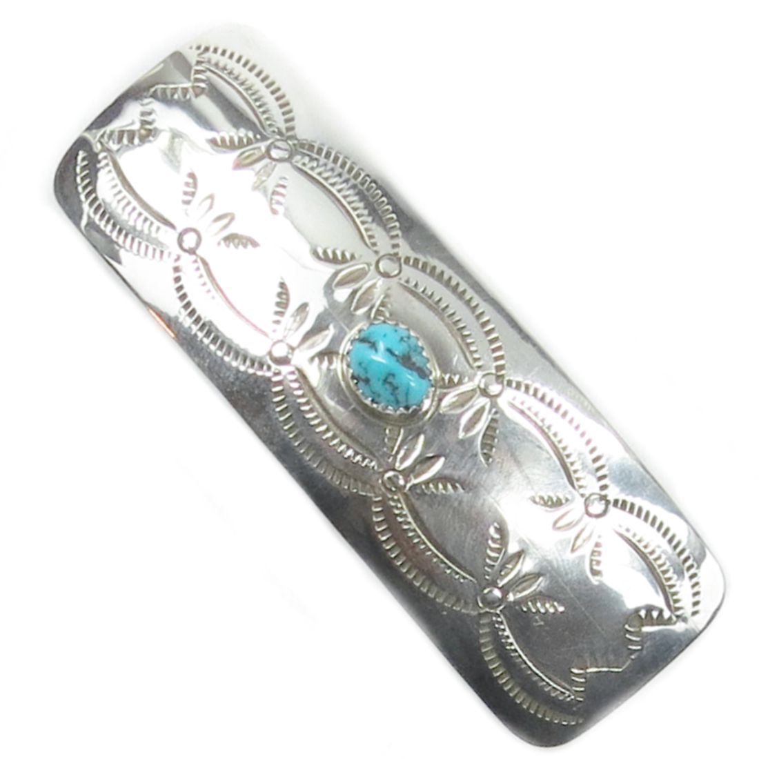 Indianerschmuck Haarspange aus Sterling Silber - Navajo Classic Kingman Turquoise I