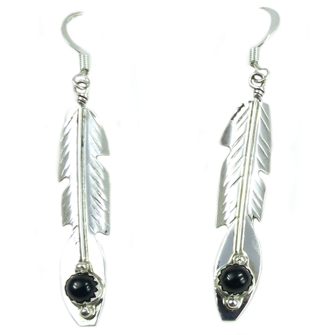 Ohrhänger aus Sterling Silber - Onyx Feather