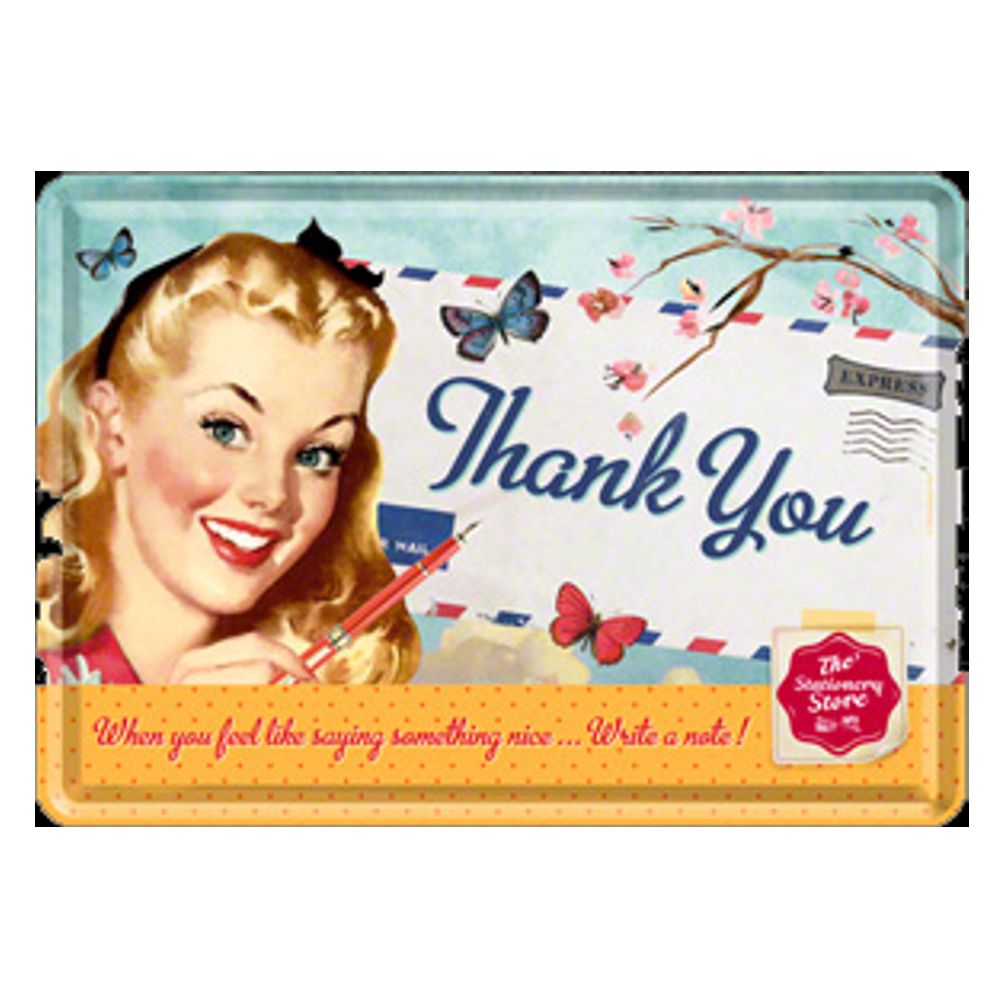 Postkarte aus Stahlblech - Hot Fifties - Thank You Girl
