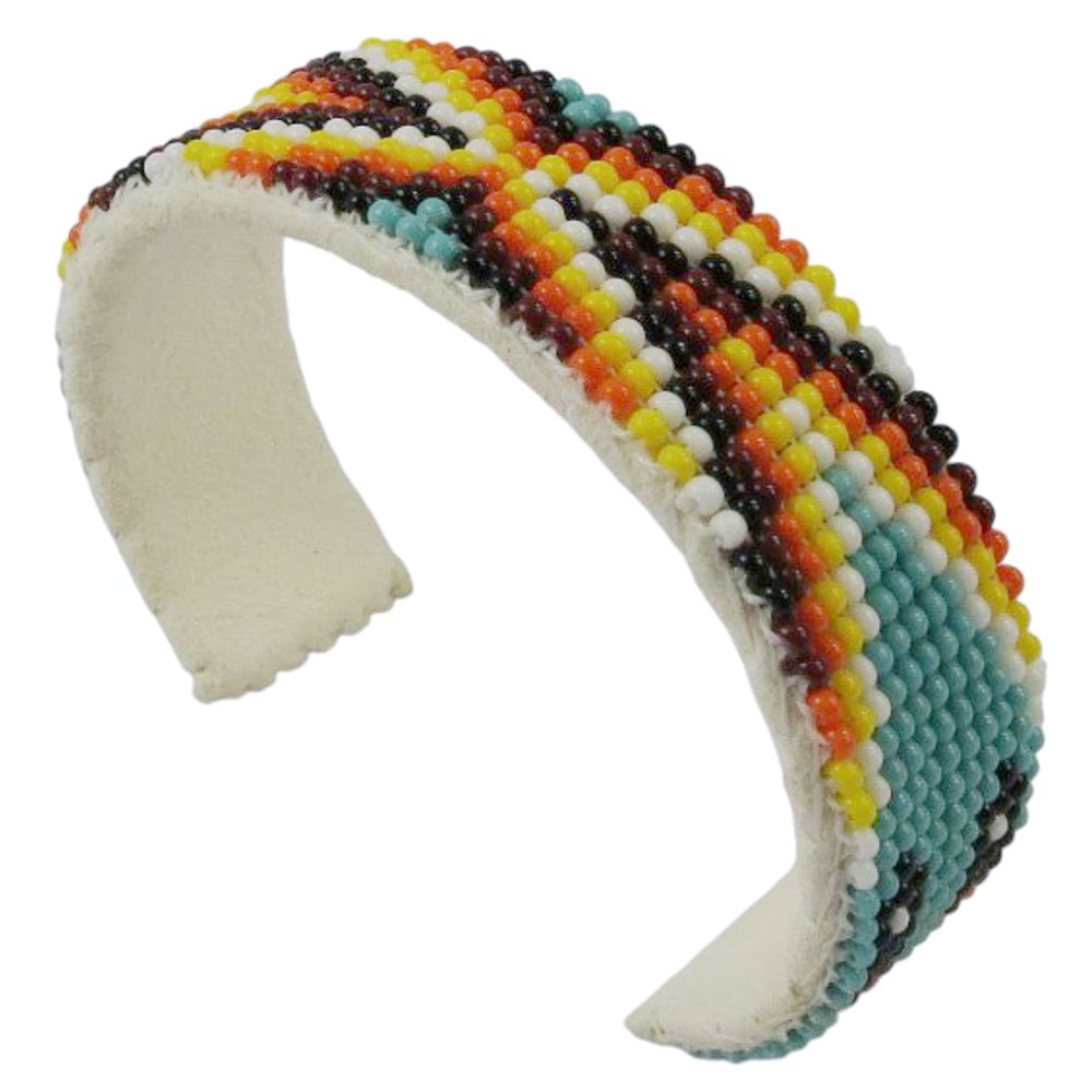 Unisex XL-Armspange mit Glasperlenverzierung - Navajo Beadwork III