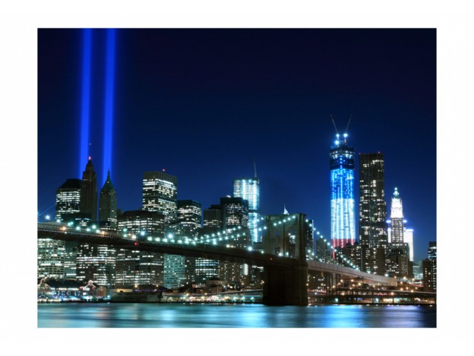 Fototapete - Nächtliches New York mit Flutlicht