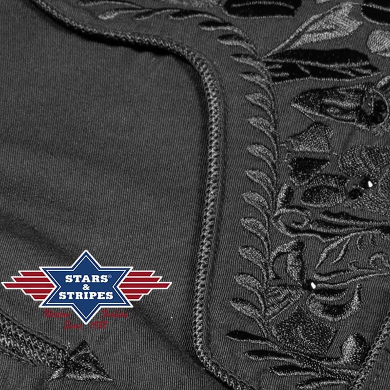 Westernbluse Riley, Schwarz, bestickt