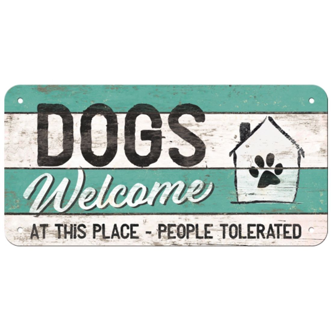 Blechschild zum Hängen - Hot Fifties - Pfotenschild - Dogs Welcome!