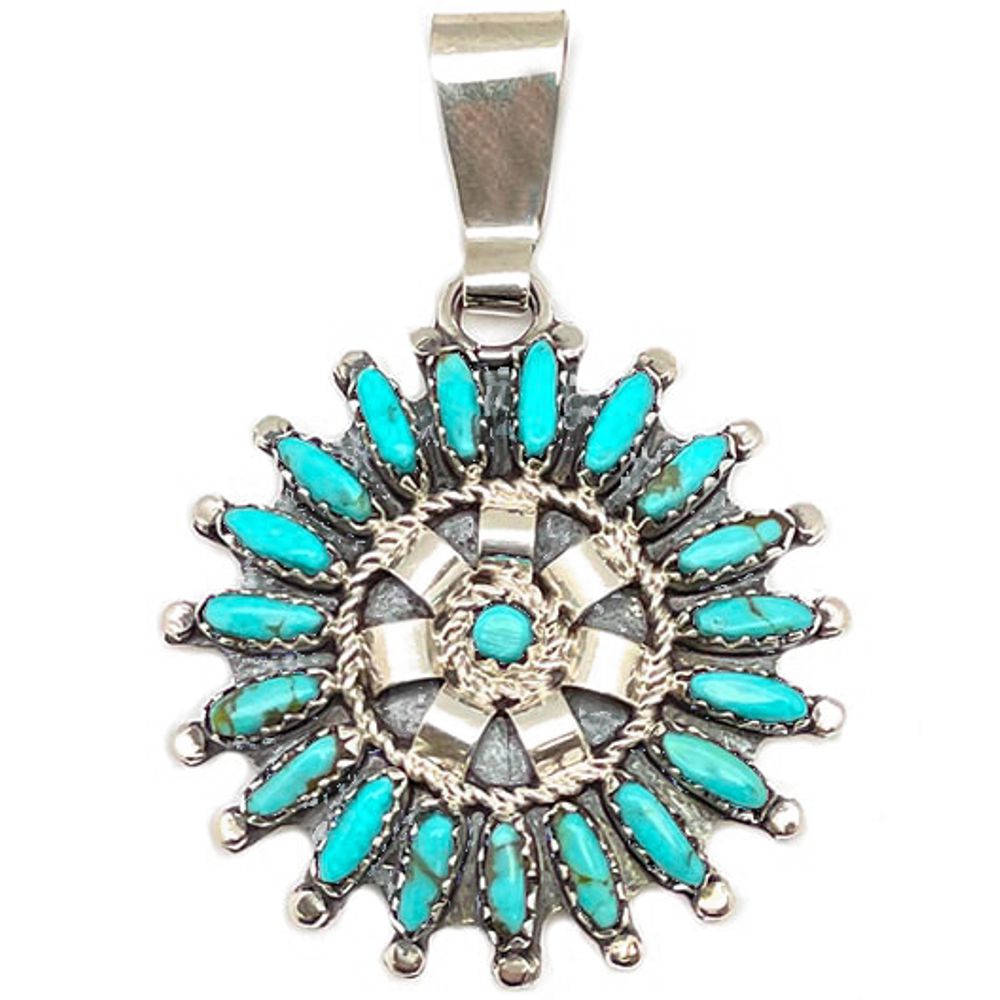 Indianerschmuck Kettenanhänger aus Sterling Silber - Premium Needlepoint Sun