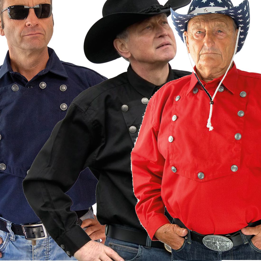 Old Style Westernhemd - John Wayne, Schwarz