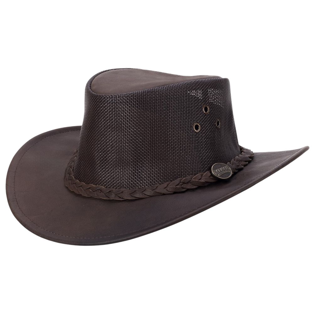 Knautschbarer Barmah Westernhut aus Känguruleder - Bushie Kangaroo Dri-Hide Cooler, Braun