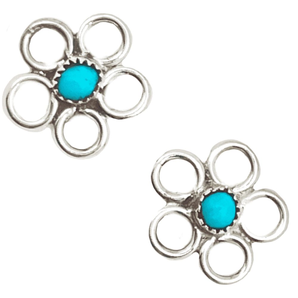 Mini-Ohrstecker aus Sterling Silber - Turquoise Blossom