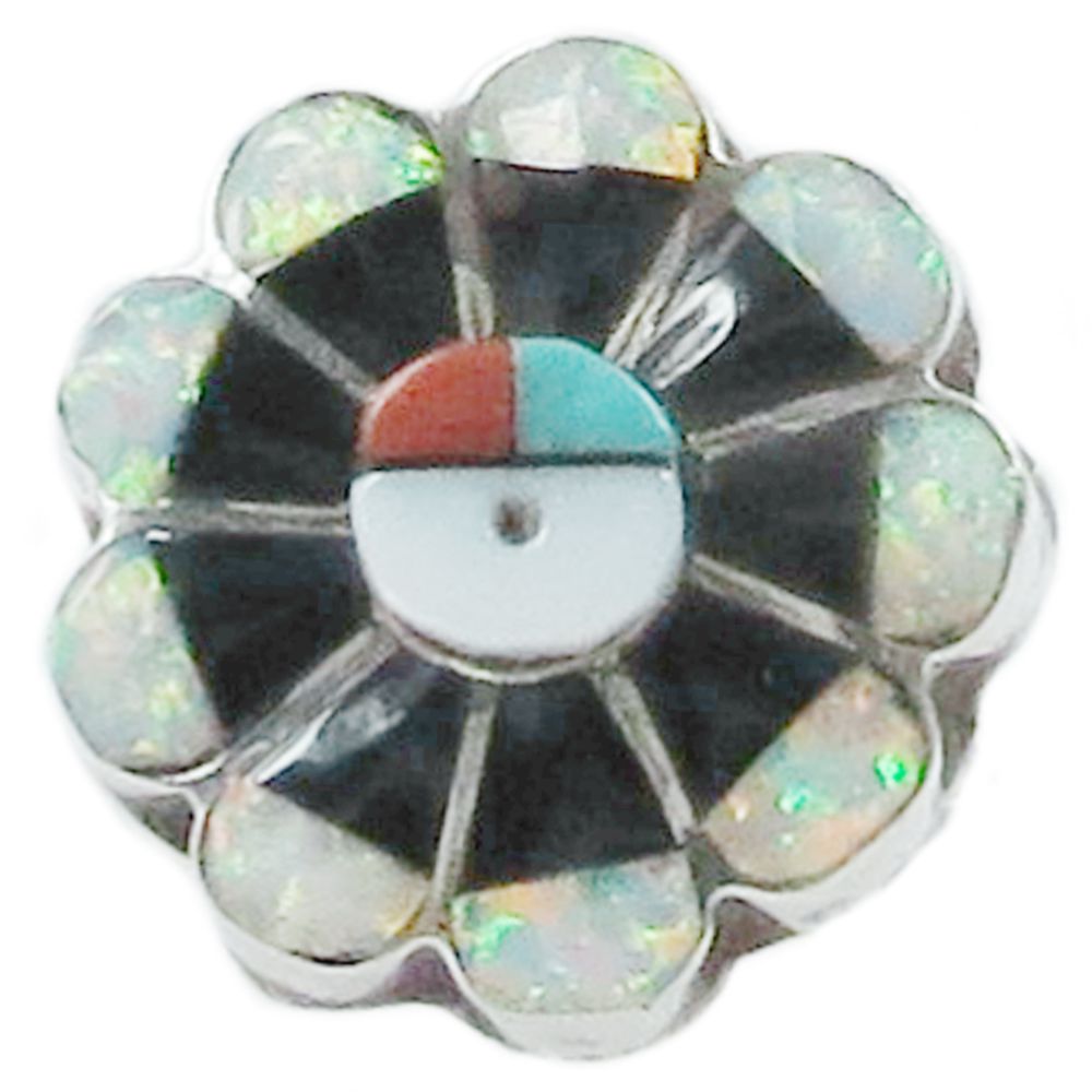 Indianerschmuck Damenring aus Sterling Silber - Pawn-Schmuck - Zuni Sunface, Größe 7