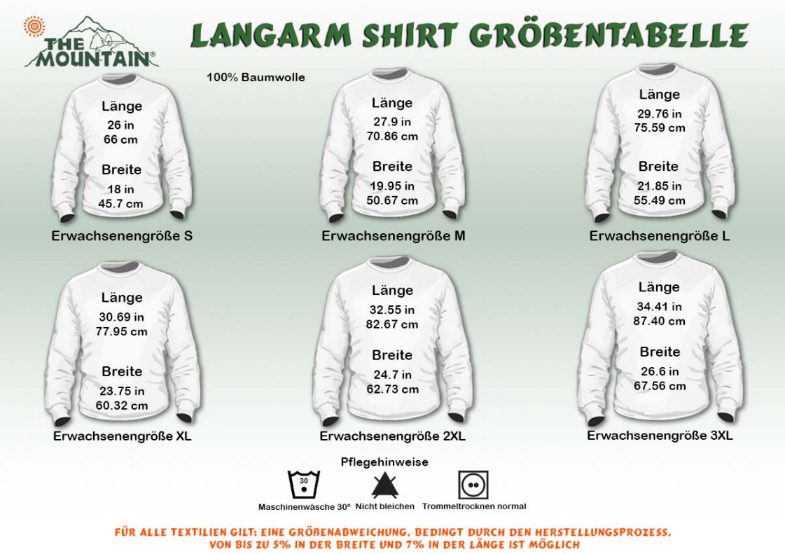 Gr&ouml;&szlig;entabelle Langarm-Shirts von The Mountain