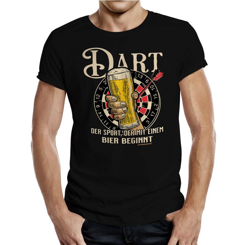 T-Shirt - Dart beginnt mit Bier