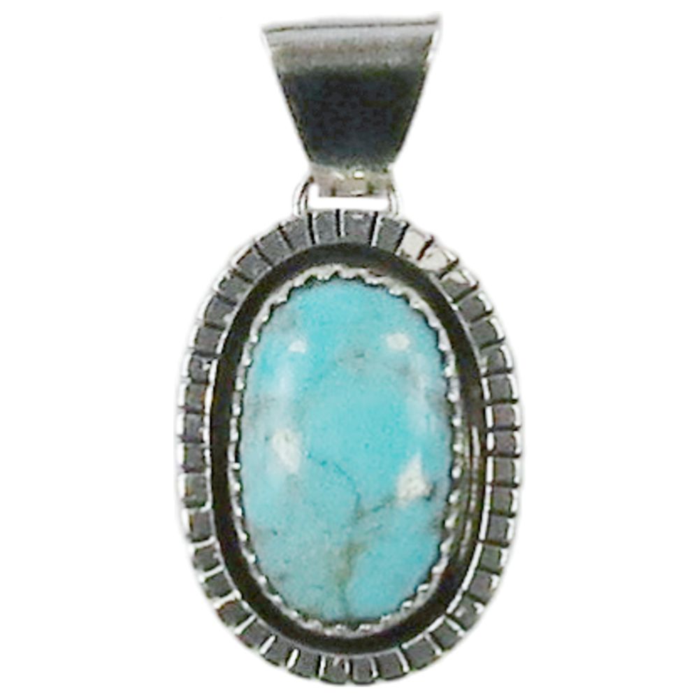 Indianerschmuck Kettenanhänger aus Sterling Silber - Renell's Blue Bird Turquoise