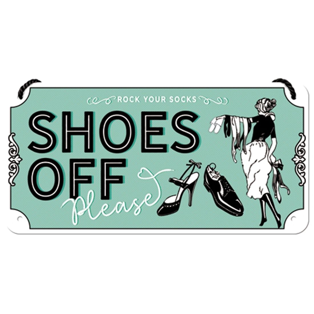 Blechschild zum Hängen - Shoes Off